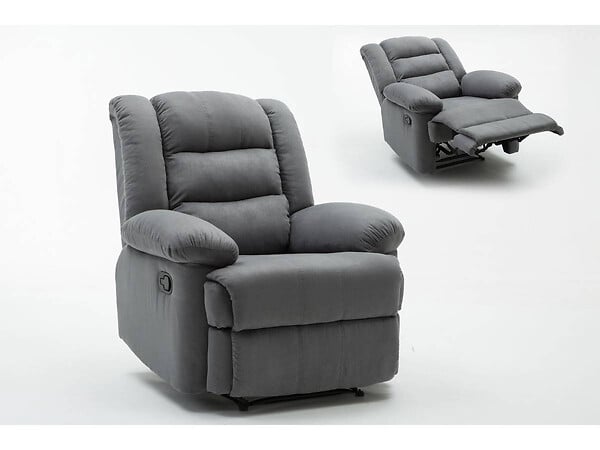 HABITAT ET JARDIN - Fauteuil relax "Buckingham" - 85 x 93 x 100 cm - Blanc / Gris clair - large