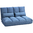 HOMCOM - Chauffeuse - matelas d'appoint pliant - fauteuil convertible - inclinaison dossier réglable 14 positions - 2 coussins inclus - polyester aspect suédé bleu - vignette
