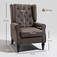HOMCOM - Fauteuil à oreilles style Chesterfield dossier capitonné grand confort bois noir tissu chocolat - vignette