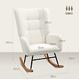 HOMCOM - Fauteuil à bascule style nordique haut dossier oreilles piètement bois hévéa effet laine bouclée crème - vignette