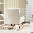 HOMCOM - Fauteuil à bascule style nordique haut dossier oreilles piètement bois hévéa effet laine bouclée crème - vignette