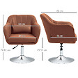 HOMCOM - Fauteuil lounge design grand confort coussins lombaires hauteur réglable pivotant 360° piètement métal chromé lin marron - vignette