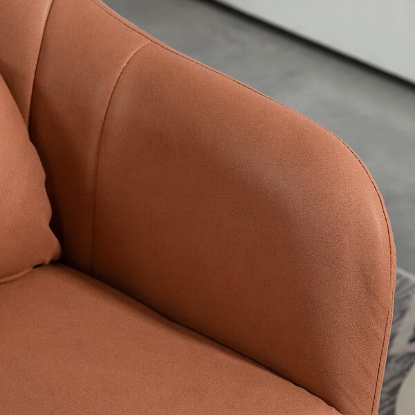 HOMCOM - Fauteuil lounge design grand confort coussins lombaires hauteur réglable pivotant 360° piètement métal chromé lin marron - large