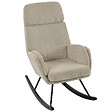 HOMCOM - Fauteuil à bascule velours côtelé beige métal bois noir - vignette