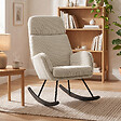 HOMCOM - Fauteuil à bascule velours côtelé beige métal bois noir - vignette