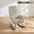 HOMCOM - Fauteuil à bascule velours côtelé beige métal bois noir - vignette