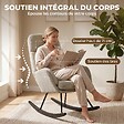 HOMCOM - Fauteuil à bascule velours côtelé beige métal bois noir - vignette