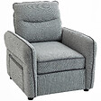 HOMCOM - Fauteuil moderne haut dossier grand confort poche rangement velours gris - vignette