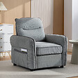 HOMCOM - Fauteuil moderne haut dossier grand confort poche rangement velours gris - vignette