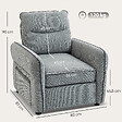 HOMCOM - Fauteuil moderne haut dossier grand confort poche rangement velours gris - vignette