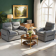 HOMCOM - Fauteuil moderne haut dossier grand confort poche rangement velours gris - vignette