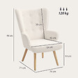HOMCOM - Fauteuil à oreilles style nordique piètement bois effet laine bouclée beige clair - vignette