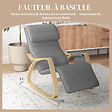 HOMCOM - Fauteuil à bascule - fauteuil relax repose-pied réglable, poche rangement, tétière - bois tissu gris - vignette