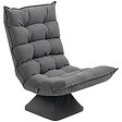 HOMCOM - Fauteuil relax grand confort pivotant inclinaison réglable 5 niv. épais garnissage mousse haute densité tissu velours microfibre gris - vignette