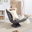 HOMCOM - Fauteuil relax grand confort pivotant inclinaison réglable 5 niv. épais garnissage mousse haute densité tissu velours microfibre gris - vignette