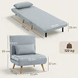 HOMCOM - Fauteuil convertible design scandinave - coussin - bois tissu gris - vignette