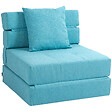 HOMCOM - Chauffeuse canapé-lit convertible 1 place - coussin déhoussable inclus - tissu bleu turquoise clair - vignette