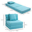 HOMCOM - Chauffeuse canapé-lit convertible 1 place - coussin déhoussable inclus - tissu bleu turquoise clair - vignette