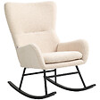 HOMCOM - Fauteuil à bascule rocking chair style néo-rétro acier noir effet laine bouclée beige clair - vignette