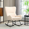 HOMCOM - Fauteuil à bascule rocking chair style néo-rétro acier noir effet laine bouclée beige clair - vignette