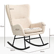 HOMCOM - Fauteuil à bascule rocking chair style néo-rétro acier noir effet laine bouclée beige clair - vignette