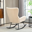 HOMCOM - Fauteuil à bascule rocking chair style néo-rétro acier noir effet laine bouclée beige clair - vignette