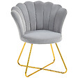 HOMCOM - Fauteuil design coquillage piètement acier doré velours gris - vignette