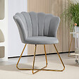 HOMCOM - Fauteuil design coquillage piètement acier doré velours gris - vignette