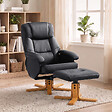 HOMCOM - Fauteuil relax inclinable pivotant avec repose-pied piètement bois clair synthétique noir - vignette