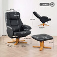 HOMCOM - Fauteuil relax inclinable pivotant avec repose-pied piètement bois clair synthétique noir - vignette