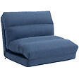 HOMCOM - Fauteuil convertible fauteuil paresseux grand confort inclinaison dossier multipositions 90°-180° tissu bleu - vignette
