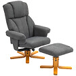 HOMCOM - Fauteuil relax inclinable avec repose-pieds assorti bois verni flanelle gris - vignette