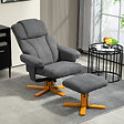 HOMCOM - Fauteuil relax inclinable avec repose-pieds assorti bois verni flanelle gris - vignette