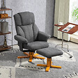 HOMCOM - Fauteuil relax inclinable avec repose-pieds assorti bois verni flanelle gris - vignette