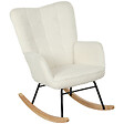 HOMCOM - Fauteuil à bascule rocking chair revêtement effet laine bouclée, structure en acier 71 x 98 x 101 cm blanc - vignette