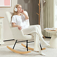 HOMCOM - Fauteuil à bascule rocking chair revêtement effet laine bouclée, structure en acier 71 x 98 x 101 cm blanc - vignette