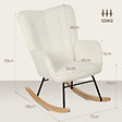 HOMCOM - Fauteuil à bascule rocking chair revêtement effet laine bouclée, structure en acier 71 x 98 x 101 cm blanc - vignette