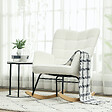 HOMCOM - Fauteuil à bascule rocking chair revêtement effet laine bouclée, structure en acier 71 x 98 x 101 cm blanc - vignette