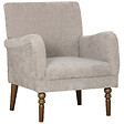 HOMCOM - Fauteuil style classique chic piètement bois accoudoirs courbés tissu taupe clair - vignette