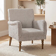 HOMCOM - Fauteuil style classique chic piètement bois accoudoirs courbés tissu taupe clair - vignette