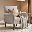 HOMCOM - Fauteuil style classique chic piètement bois accoudoirs courbés tissu taupe clair - vignette