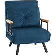HOMCOM - Fauteuil convertible 3 en 1 chauffeuse lit dossier réglable coussin accoudoirs bois velours bleu - vignette