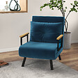 HOMCOM - Fauteuil convertible 3 en 1 chauffeuse lit dossier réglable coussin accoudoirs bois velours bleu - vignette