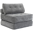 HOMCOM - Fauteuil convertible chauffeuse style Chesterfield 2 coussins tissu gris - vignette