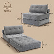 HOMCOM - Fauteuil convertible chauffeuse style Chesterfield 2 coussins tissu gris - vignette