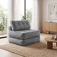 HOMCOM - Fauteuil convertible chauffeuse style Chesterfield 2 coussins tissu gris - vignette