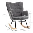 HOMCOM - Fauteuil à bascule rocking chair design - structure acier piètement bois tissu effet laine bouclé anthracite - vignette