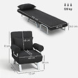 HOMCOM - Fauteuil chauffeuse canapé-lit convertible inclinable 1 place grand confort coussin lombaires accoudoirs piètement métal lin noir - vignette