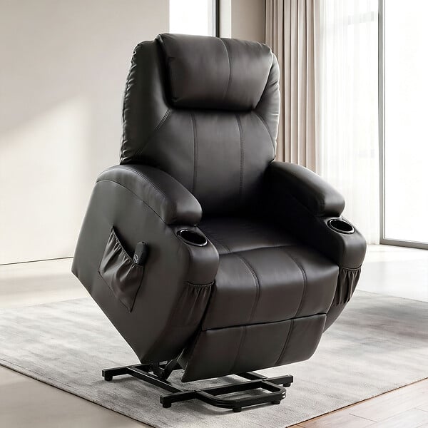 HOMCOM - Fauteuil releveur électrique inclinable repose-pied relevable télécommande noir - large