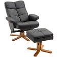 HOMCOM - Fauteuil relax inclinable style contemporain repose-pieds coffre rangement revêtement synthétique acier bois noir - vignette